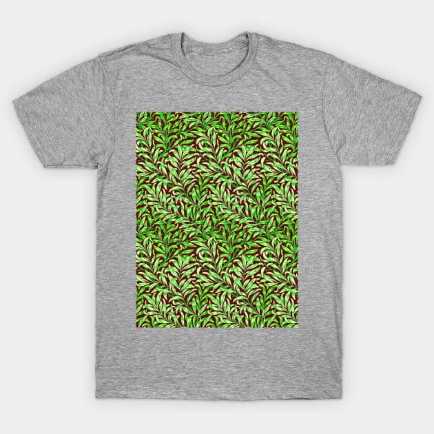 William Morris Willow Boughs Recolored Green on Red T-Shirt by tiokvadrat